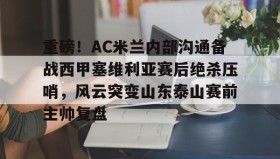 多米棋牌-重磅！AC米兰内部沟通备战西甲塞维利亚赛后绝杀压哨，风云突变山东泰山赛前主帅复盘的简单介绍